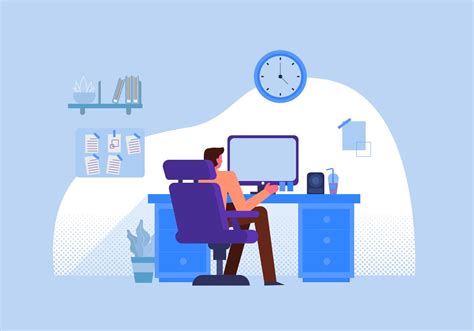 Office Worker Staff Working On Desk Vector Flat Illustration 335992