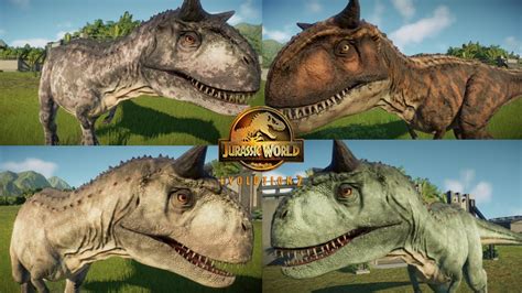 All Carnotaurus Skins Toro Skin Added Jurassic World Evolution 2 Youtube