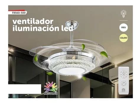 Candil Ventilador Retr Ctil Color Plata Luz Led C Control Env O Gratis