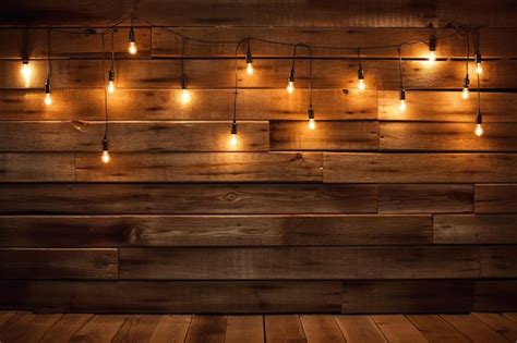 Premium Ai Image A Wooden Wall With Lights On It