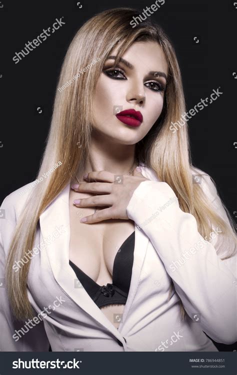Beauty Blonde Woman Isolated On Black Stock Photo Shutterstock
