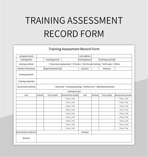 Training Assessment Record Form Excel Template And Google Sheets File