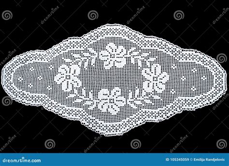 Rhomboid Lace Tablecloth Isolated On Black Background Circle Pattern