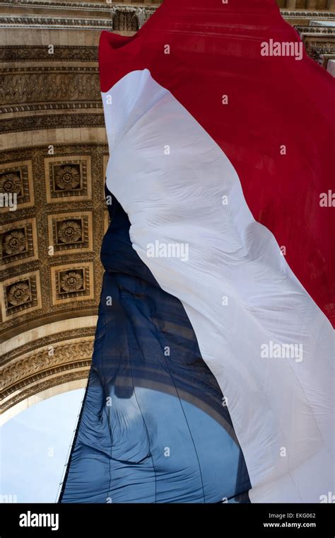 French Flag at Arc de Triomphe Stock Photo - Alamy