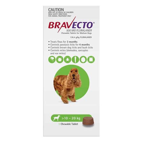 Bravecto For Medium Dogs 10-20kg Green 1 Chews - Waggly Shop