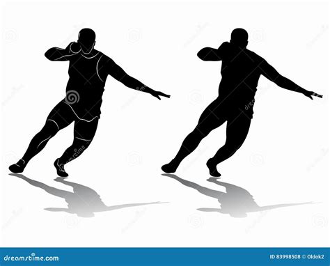 Silhouette Shot Putter Man Vector Drawing Stock Vector Illustration