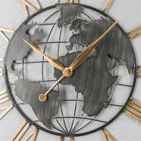 Настенные часы Clock With Iron World Map Large, Chehoma | Home Concept