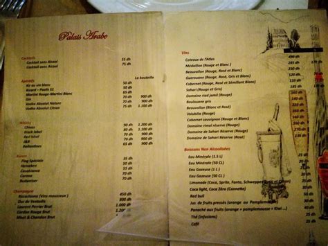 Menu Au Restaurant Al Baraka Marrakech 1