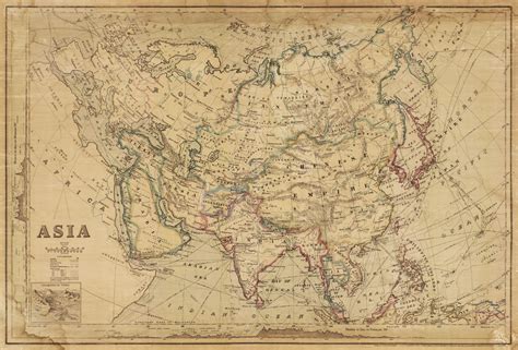 Asia Map Print : Vintage Asia Map Old Asia Map Large Asia Map Antique ...