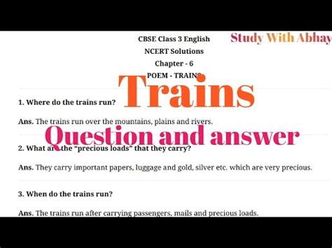 Trains Question Answer English For Class Rd Ncert Studywithabhay