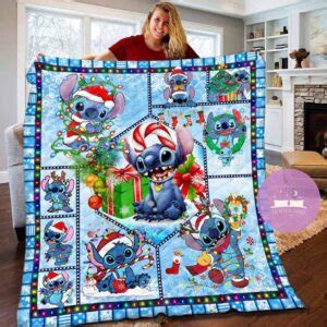 Disney Stitch Lilo Christmas Fleece Throw Blanket