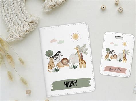 Personalised Kids Passport Cover, Jungle Safari Animals, Childs First ...