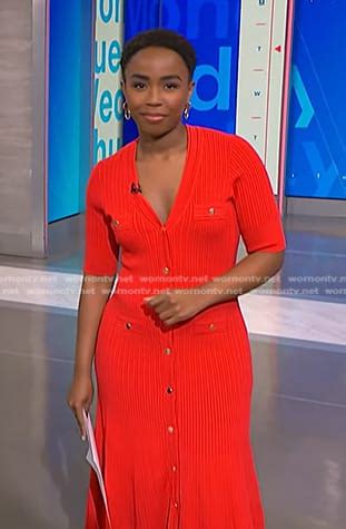 Wornontv Zinhles Red Ribbed Button Front Dress On Nbc News Daily