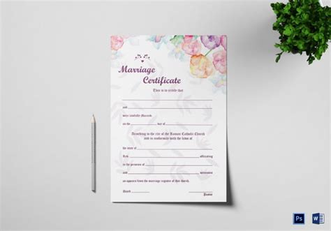 Marriage Certificate Template - 13+ Word, PDF, PSD Format Download ...