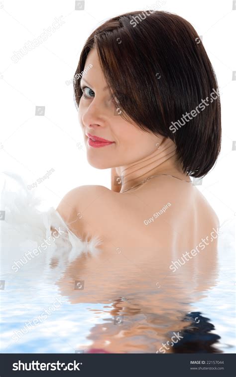 Portrait Brunette Blue Eye On White Stock Photo Shutterstock