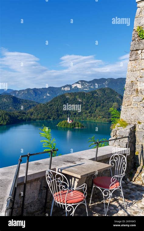 The Terrace Of The Cafe In Bled Castle Overlooking The Lake And Bled