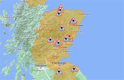 Scotlands Amber Weather Warning Full List Of Areas Hit By 26 Flood