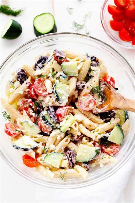 Greek Tzatziki Salad with Pasta | Cooking Frog