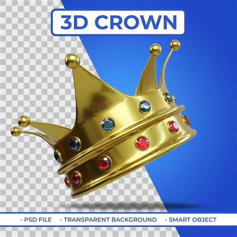 Premium Psd 3d Rendering Of King Golden Color Crown With Gem