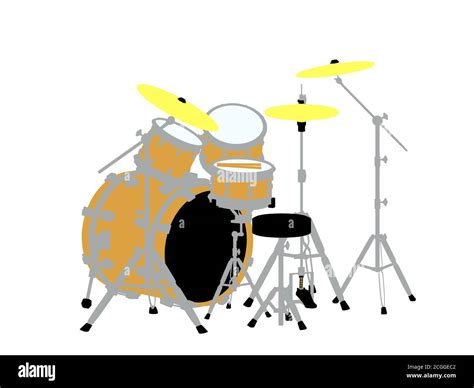 Acoustic drum set view side isolated on white background. 3d render ...