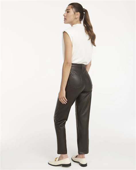 High Waisted Straight Leg Vegan Leather Pants Regular Reitmans