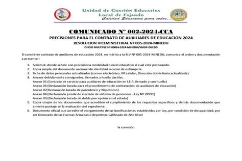 Ugelfajardo Gob Pe Comunicado N Cca