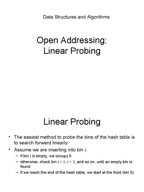 Open Addressing: Linear Probing: Data Structures and Algorithms | PDF | Nature | Algorithms And ...