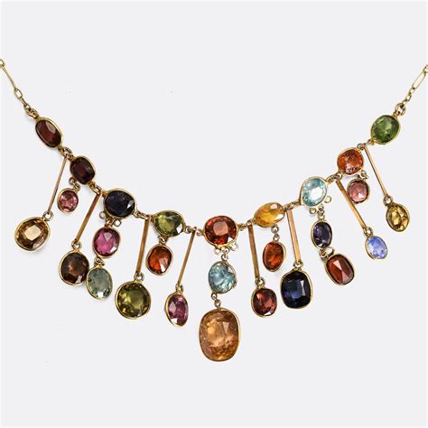 Edwardian Multigem Fringe Necklace Butter Lane Antiques