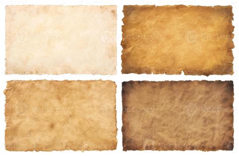 Collection Set Old Parchment Paper Sheet Vintage Aged Or Texture