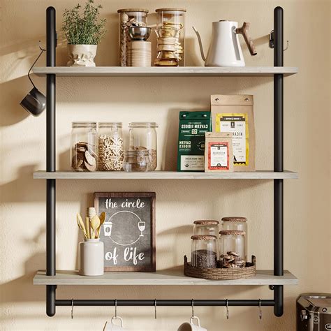 Amazon Bestier 3 Tier Industrial Pipe Shelving Floating Book