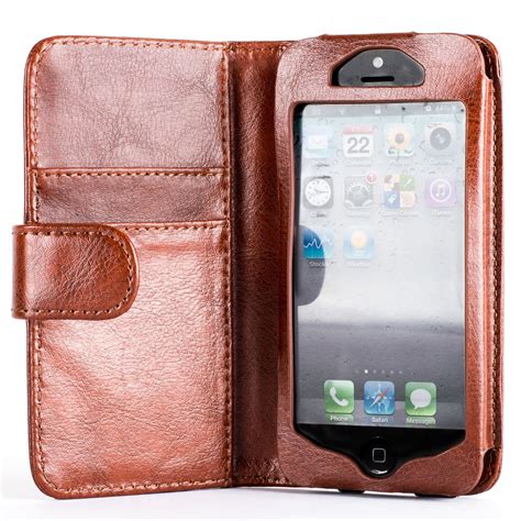 SNAKEHIVE® Premium Leather Wallet Flip Case Cover for Apple iPhone 5/5S ...