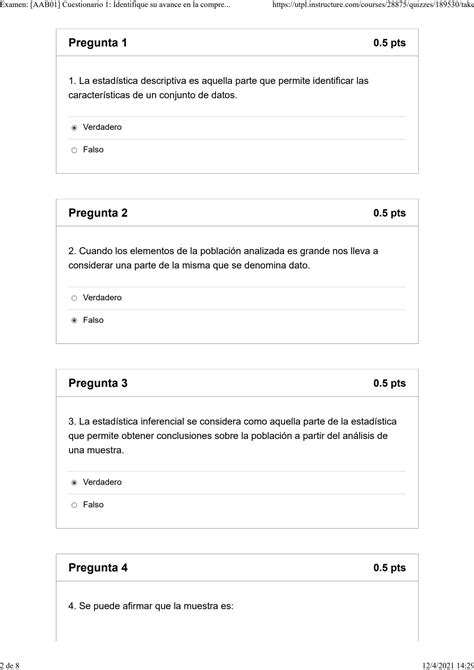 Solution Estadistica Cuestionario Studypool