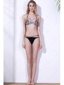 12 OFF 2021 Sexy Printed Halter Bikini Set In BLACK ZAFUL