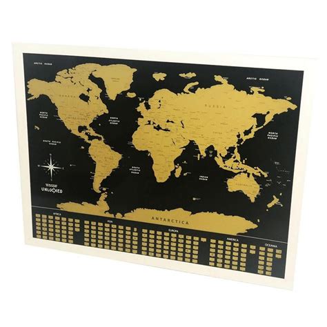 Pôster Mapa Mundi Raspadinha Preto e Dourado no Shoptime