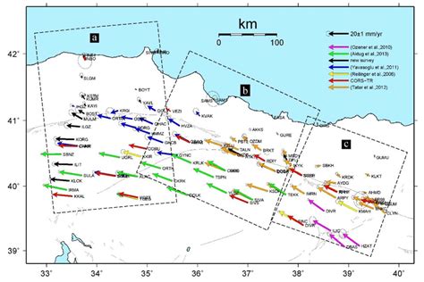 Velocity field of central and eastern part of North Anatolian Fault ...