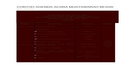 Contoh Agenda Acara Musyawarah Besar