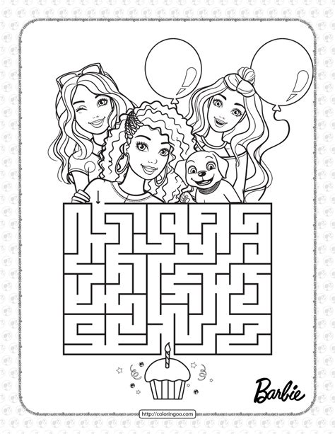 Printables Barbie S Birthday Maze Coloring Page Barbie Pool Party The