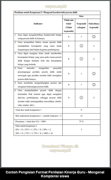 Form Penilaian Kinerja Guru Akpmm Docx