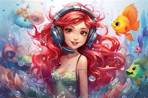 Premium Photo | A beautiful mermaid celebrating music day