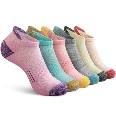 Cooplus Womens Athletic Ankle Socks Womens Sock Size 9 11 Female Cushioned Color Socks 6 Pairs