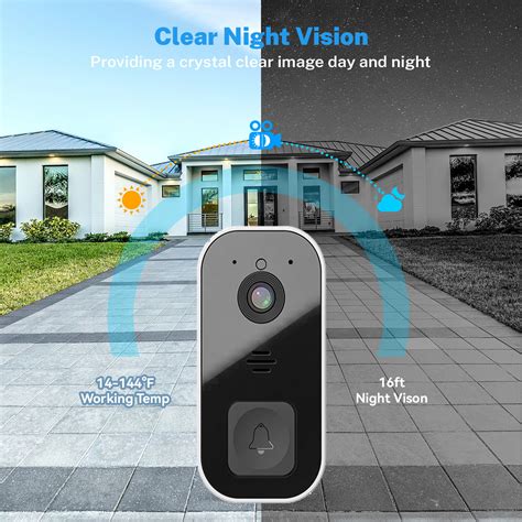 Video Doorbell Wireless Doorbell Camera 1080p HD Video 2-way Audio IP65 ...