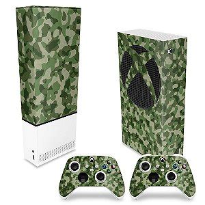 Kit Xbox Series S Skin E Capa Anti Poeira Camuflado Verde Pop Arte