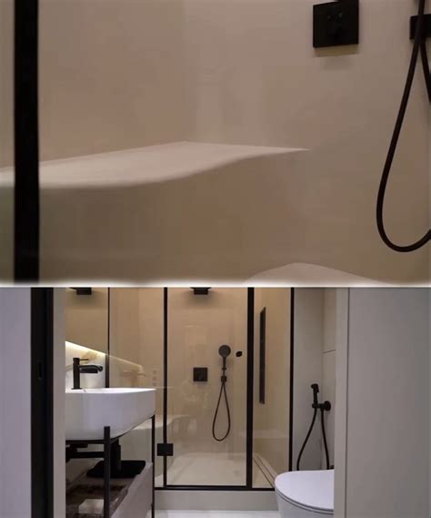 Микробетон в душевой | Lighted bathroom mirror, Bathroom mirror ...