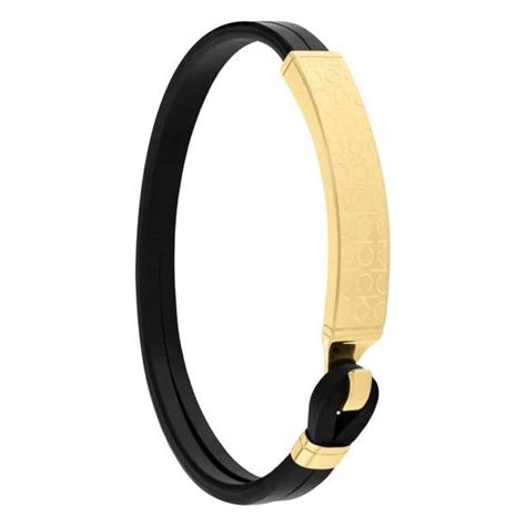 Bracelet CK Iconic Doré Cuir Noir 35000408 Calvin Klein Ocarat