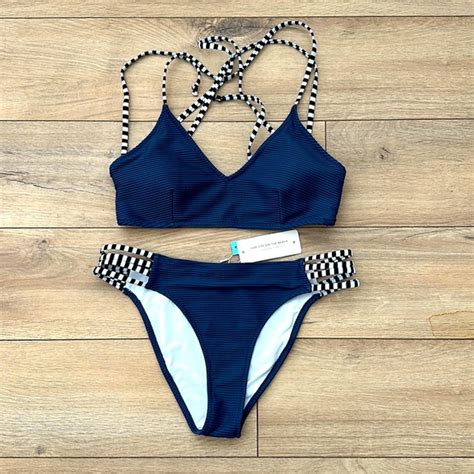Cupshe Swim Nwt Navy Blue Strappy Bikini Poshmark