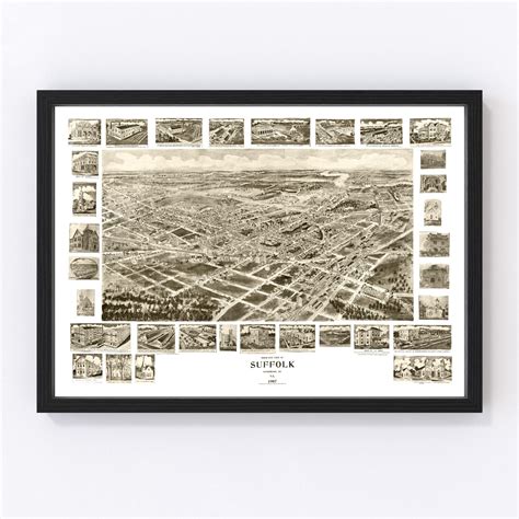 Vintage Map of Suffolk, Virginia 1907 by Ted's Vintage Art