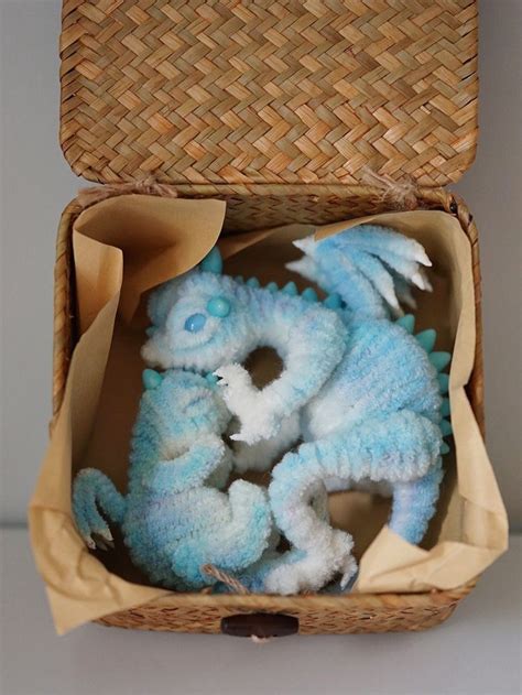 Sleepy Dragon Plush Dolls,teacup Mini Dragon,light Blue Fluffy Dragon ...