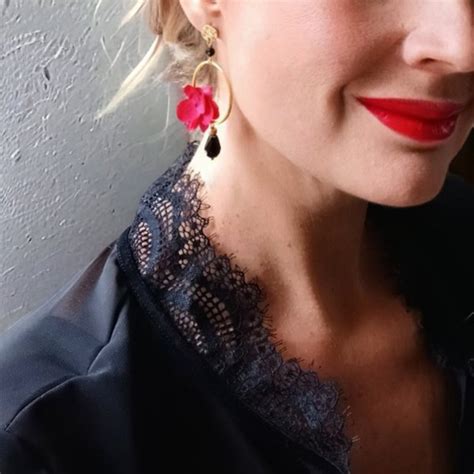 Black And Red Flamenco Earrings Etsy