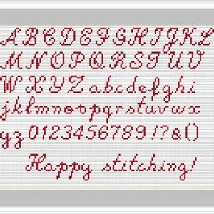 Cursive Alphabet Cross Stitch Pattern, Cross Stitch Font, Cross Stitch ...