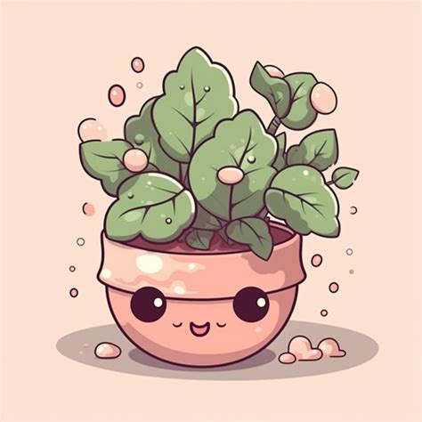 Premium Photo A Cartoon Potted Plant With A Face And Eyes Generative Ai